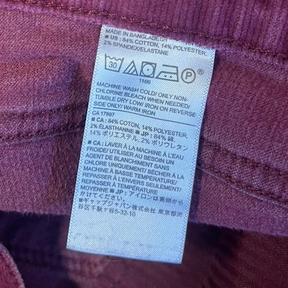 Banana Republic Corduroy Pants Women 6 Purple Beet Root Slim Preppy Chic - Picture 9 of 11